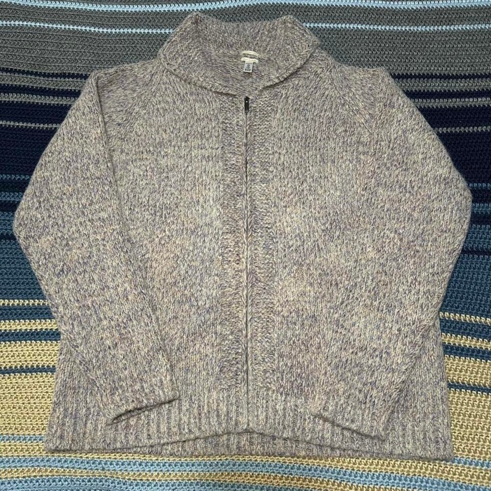 Massimo Alba Wool Alpaca Zip Cardigan Mens Medium Beige Marled Made in Italy